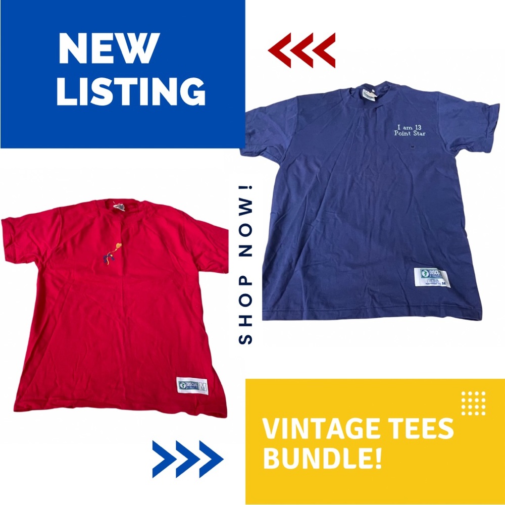 NWT- Vintage 90s T-Shirts (2) from Discuss Athletic Size Medium